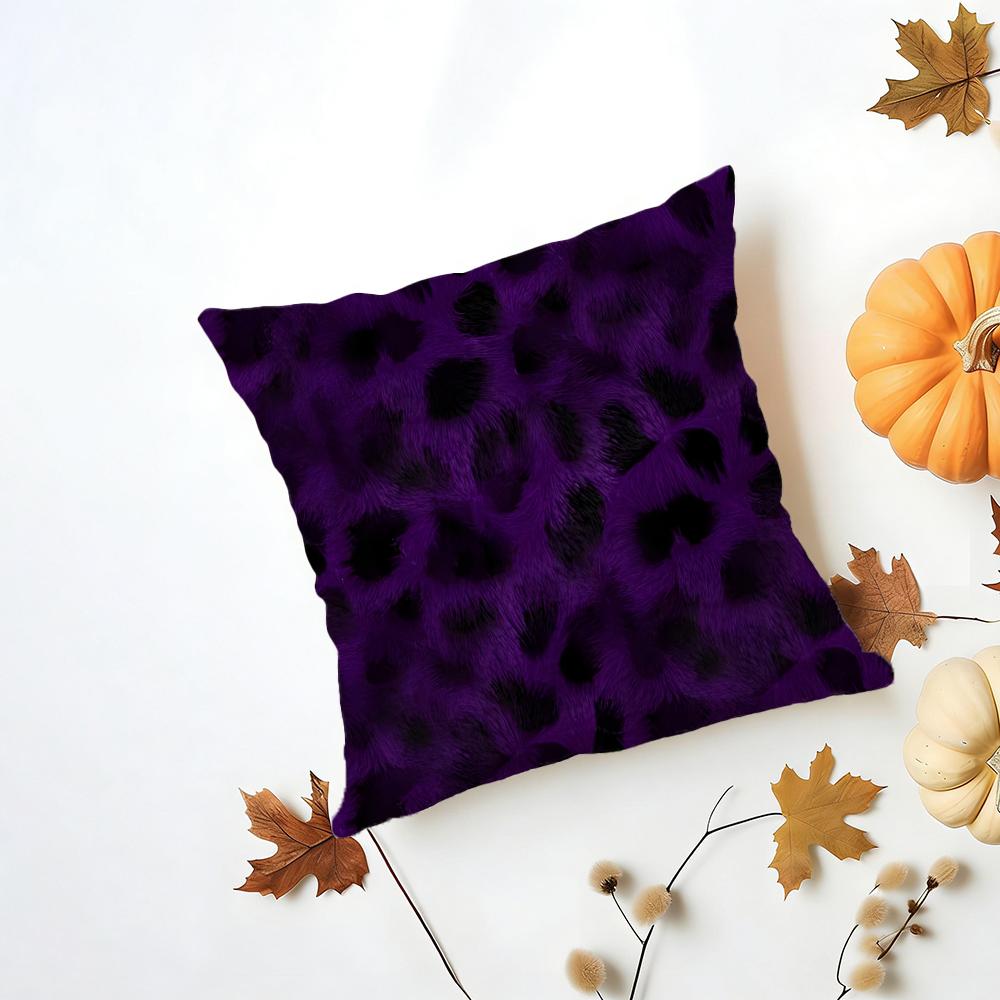 

Quan leopard print purple tone Cushion Cover Washable Linen Pillowcase Soft for Daily Sofa Bed Home Room Decor 30x30cm