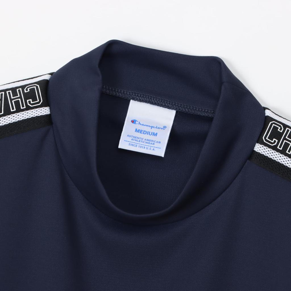 Short Antibacterial and Odor Quick UV Script Short Sleeve Mock Neck Navy [Champion] T-shirt, Sleeve, Resistant, Drying, Protection, Logo, Shirt,