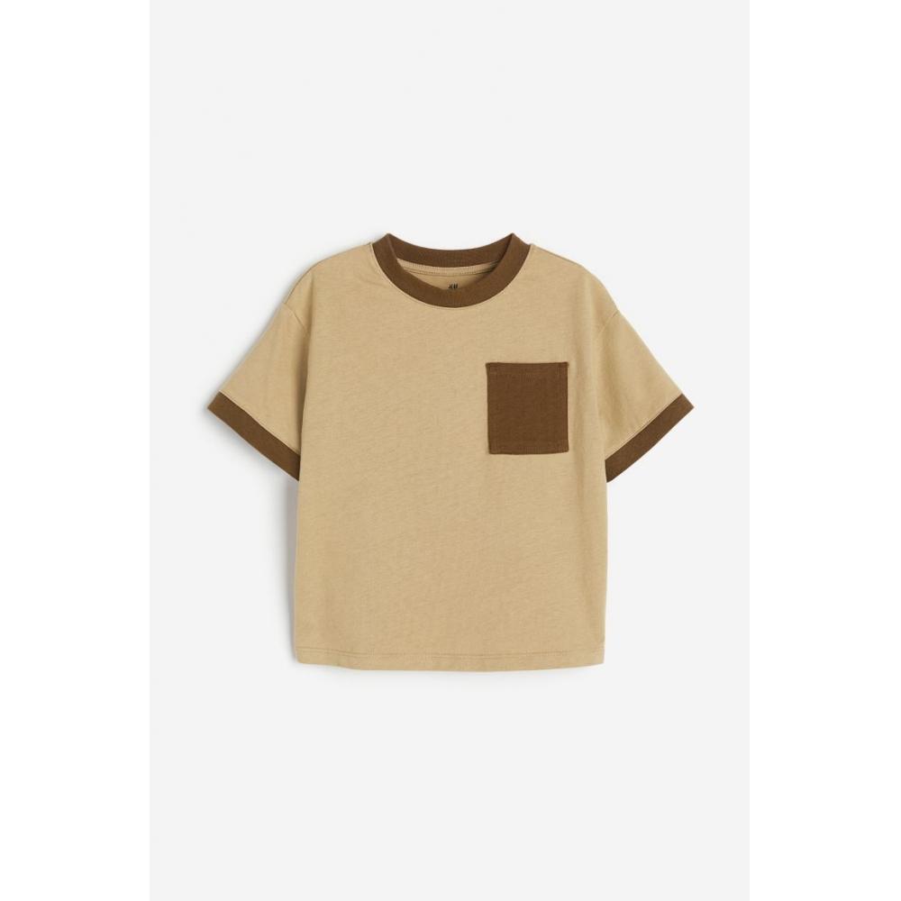 

H M t shirt beige dark brown