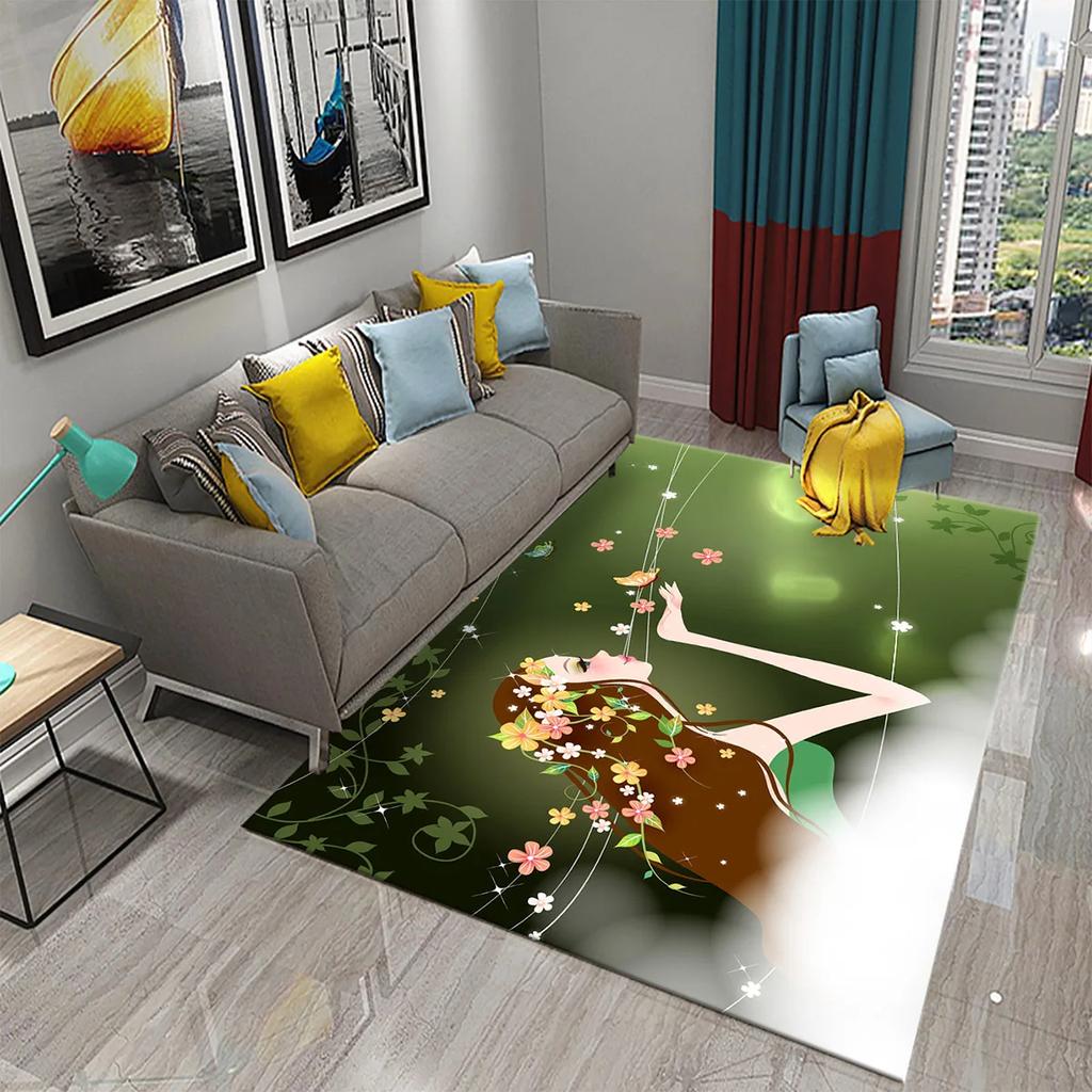 3D Lovely Cute Cartoon Pink Girl Carpet Girl Teen Bedroom Living Room Door Entrance Decoration Rug Bathroom Kitchen Non-slip Mat