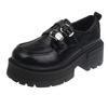 Small Leather Shoes Women's New British Platform Thick Heel Heightening Single Shoes Spring