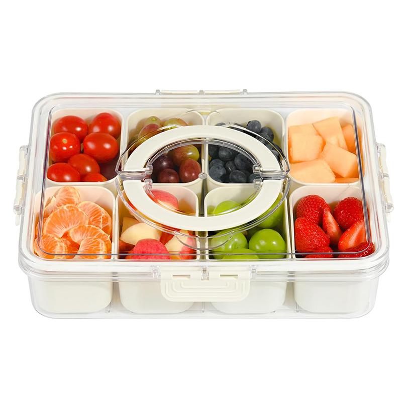 8 Grids unterteilt Serviertablett Aufbewahrungsbox Küche tragbare Unterformat Gewürz Trennbox Frischhaltebox Snack Obst Lebensmittel Box