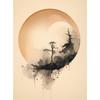 Zen Circle Zen Circle, 50X70 Cm, Dark Brown Wooden Frame, 230 Gsm Matte Paper