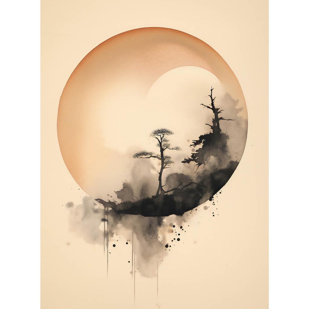 Zen Circle Zen Circle, 50X70 Cm, Dark Brown Wooden Frame, 230 Gsm Matte Paper
