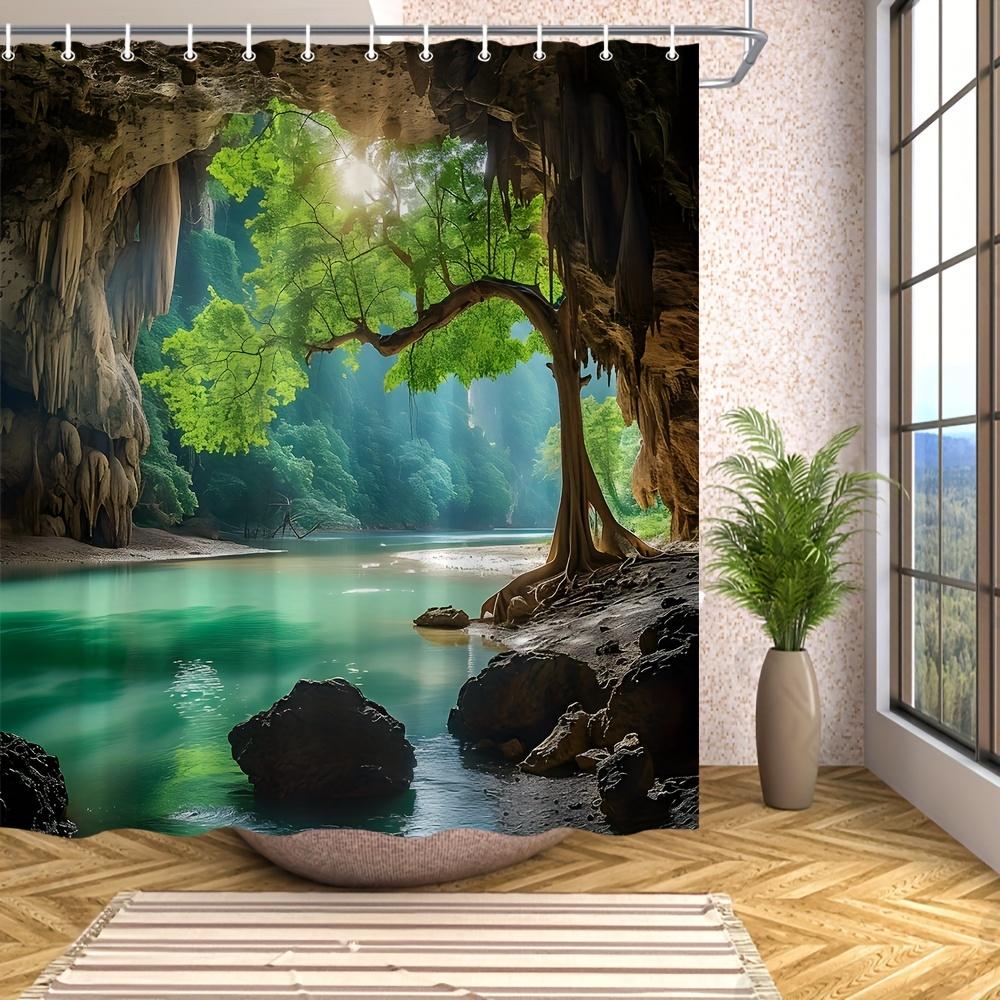 

Hidden Jungle Oasis Shower Curtain- Nature-Inspired Bath Decor, Perfect For Those Who Love Tropical And Adventure W60H190(CM)-1 Pcs