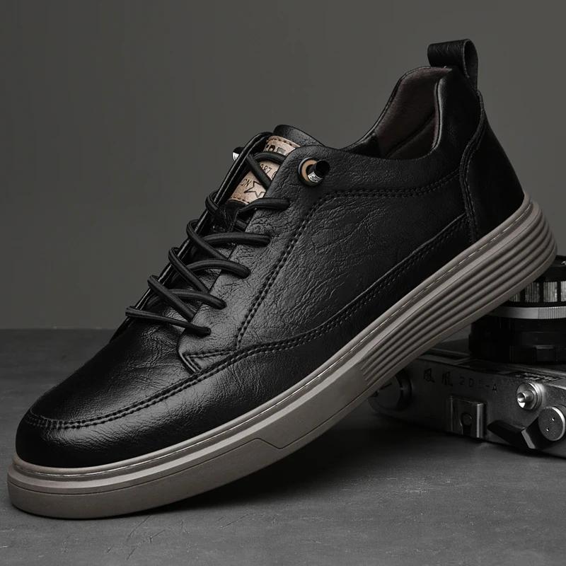 Роскошная мода Натуральная кожа Мужские противоскользящие кроссовки для ходьбы Комфорт — фото 4