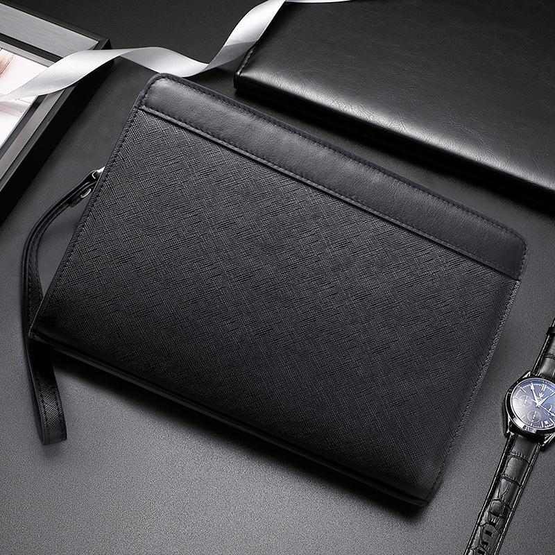 New Men's Genuine Leather Clutch with Combination Lock - High-End, Large Capacity Business Handbag