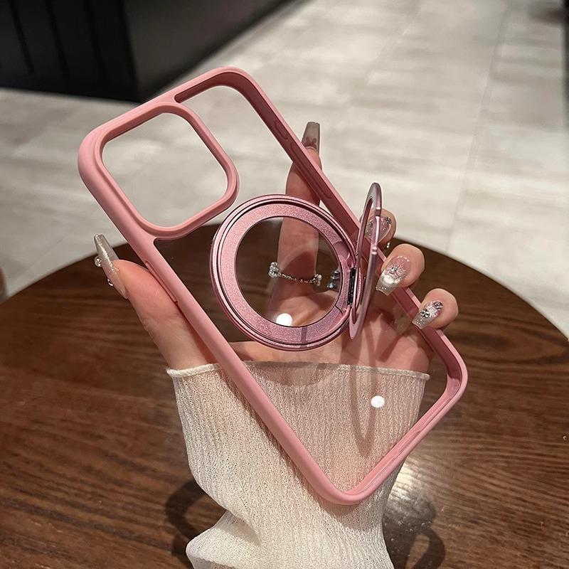 360° Rotating Bracket with Magnetic Suction Suitable for IPhone 16pro IPhone Case Simple 17proMax Transparent