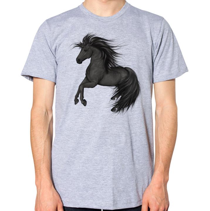 Black Horse T-Shirt Men Women Unisex Top S