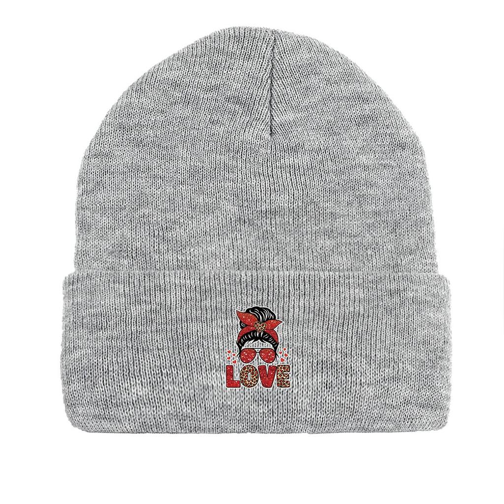 LOVE" Lady Warm Knit Hat Beanie, Valentine's Day Skull Cap Stretchable Slouchy Casual Bonnet Knitted Cap Beanie