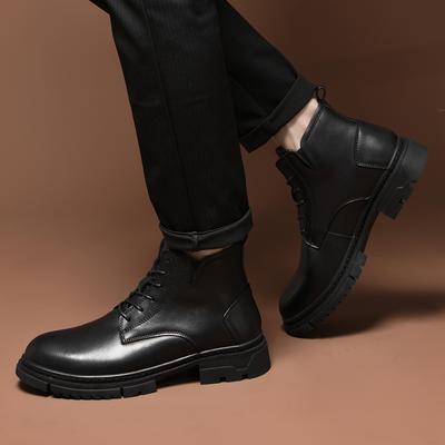 Herfst en winter nieuw leer fluweel casual heren leren laarzen buiten katoen warm Martin laarzen werkkleding Martin laarzen herenschoenen