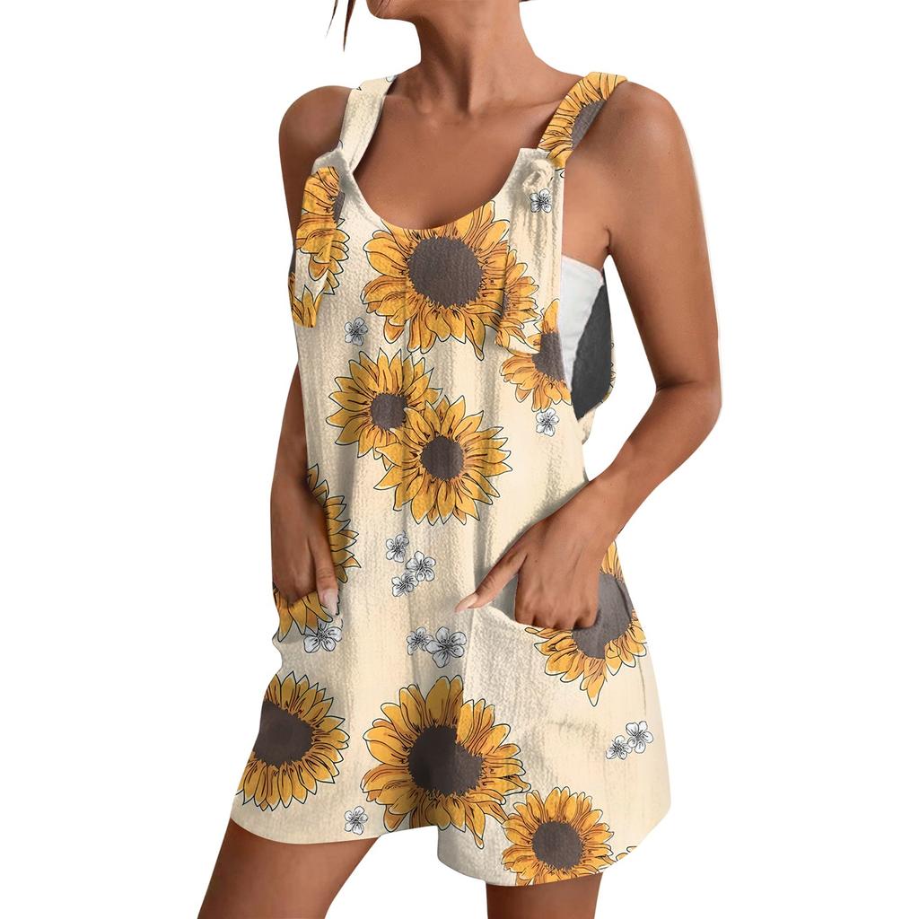Women's Fashion Floral Print Jumpsuit Casual Jumpsuit Shorts