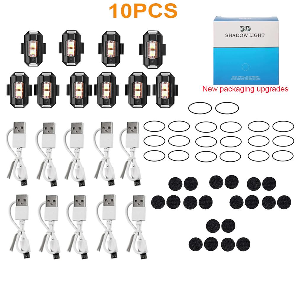 Luce per Moto Drone Luce Stroboscopica 7 Colori Mini USB LED Anti-Collisione Bici Aereo Volo Notturno Lampeggiante Segnale di Avvertimento