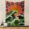 Sun Wave Tapestry Wall Hanging, Japanese Ukiyo-e Style Ocean Art, Oriental Wall Decor for Bedroom Living Room Dorm