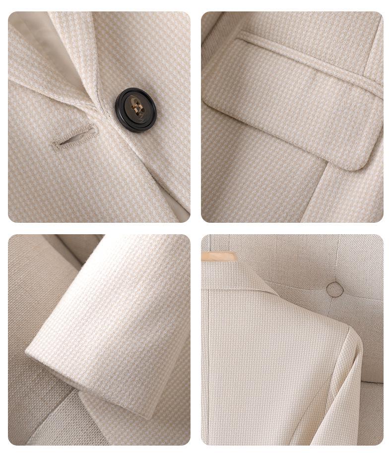Women's Houndstooth Suit Jacket - Stylish, Versatile, Casual Top for Spring and Autumn