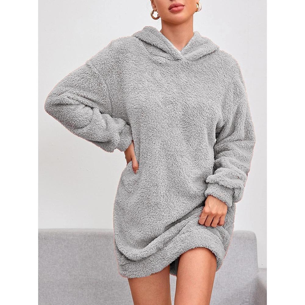 Autumn Winter Hoodies Solid Color Long Sleeved Hooded Plush Double-sided Plush Hoodie Sweatshirts