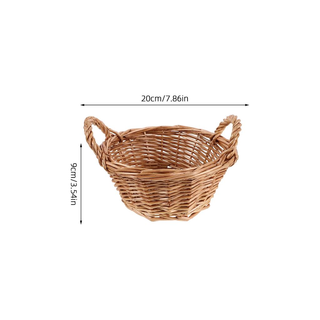 Round Willow Wicker Basket with Double Handles Decorative Tabletop Organizer for Bread Snacks Vegetables Easter Gift Hamper