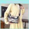 Bear Embroidered Small Woman Bag Small Square Bag With Cotton Material Linen