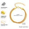 Dainty Gold Plated Bracelets for Women, Waterproof Triple Link Stainless Steel Beads Snake Chain Writs Bracelet Adjustable