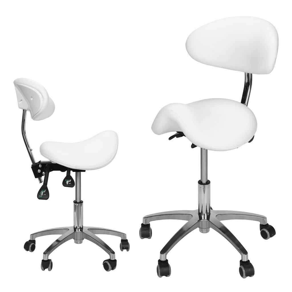 Saddle Stool with Wheels Saddle Stool Chair with Back Support 19.93-21.65in Height for Home Office Salon Spa Kitchen Tattoo