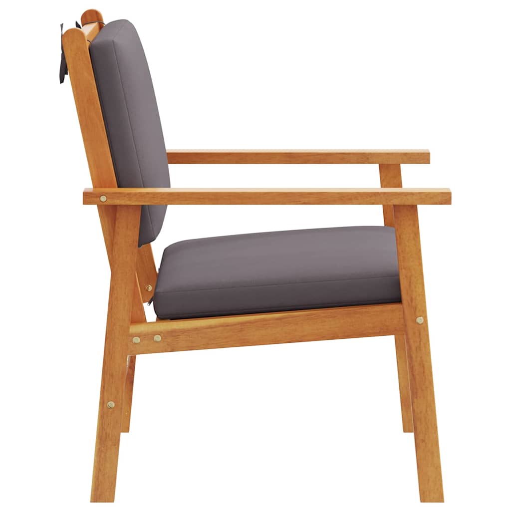 Garden Chair with Cushion 2 Pcs Anthracite Solid Acacia Wood