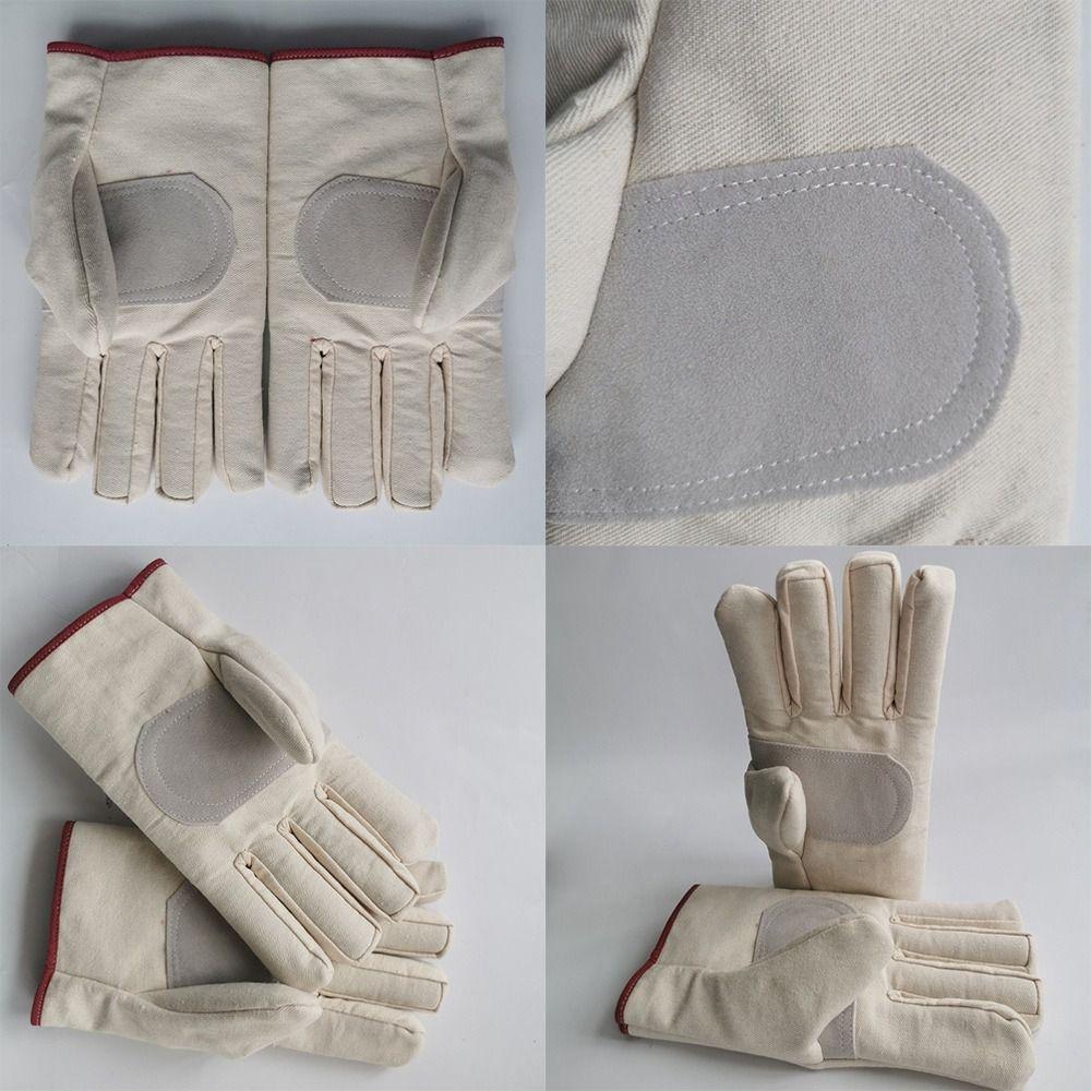 1Pair Double Thickened Canvas Gloves Stab Proof Welding Protective Gloves  Metallurgical Application