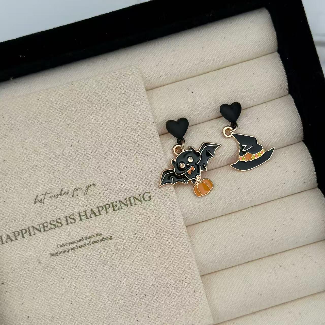 Unique Halloween Earrings: European and American Design with Pumpkins, Bats, and Devils
