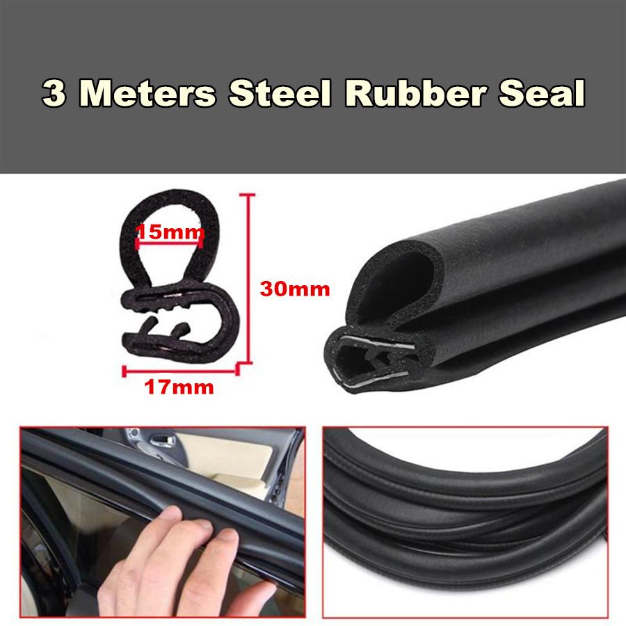 3 Meters 30mm Universal Door Edge Trim Protector Guard Hardwearing Car Auto Truck Ship Dustproof Rubber Seal Strip With Steel Sheet