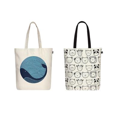 2 BAG Canvas-Tragetaschen für Damen mit Reißverschluss, College-Tasche für Mädchen, Tragetasche aus 100 % Bio-Baumwolle für Reisen und den täglichen Gebrauch