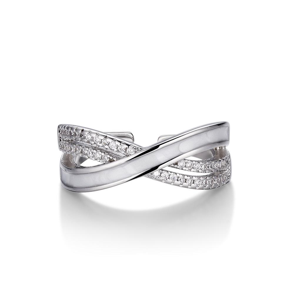 

Кольцо с французским цирконием, позолоченное 18 карат: Геометрический и стильный открытый дизайн для женщин Adjustable Opening