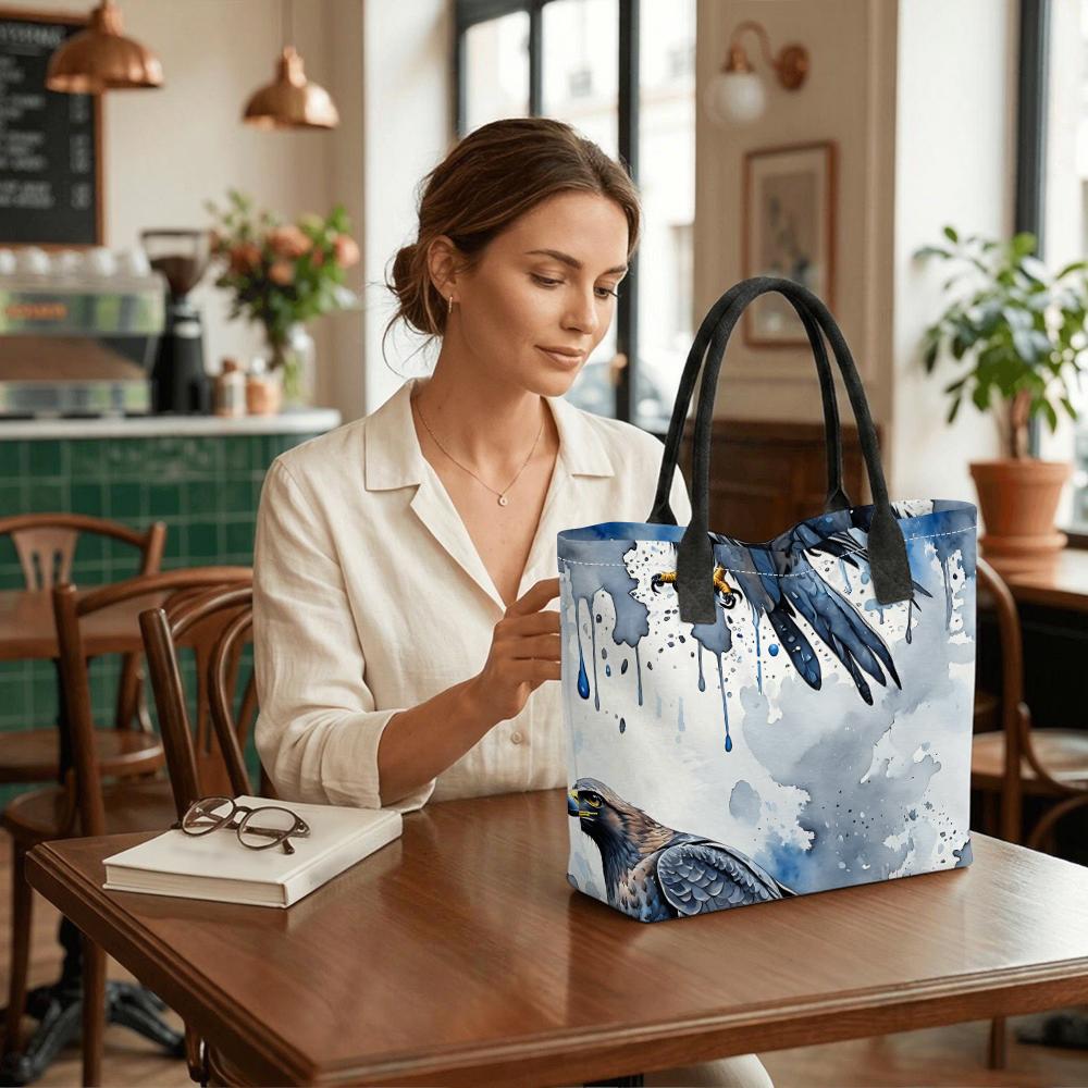 Watercolor Eagle Pattern Tote Bag Large Casual Shoulder Handbag for Daily Use