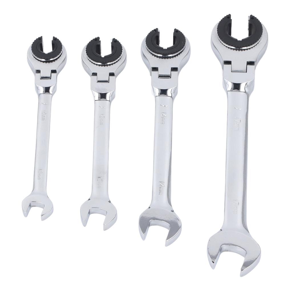 Brake Line Wrench Set 72 Teeth Adjustable Angle 10mm 12mm 14mm 17mm Ratcheting Tubing Wrenches
