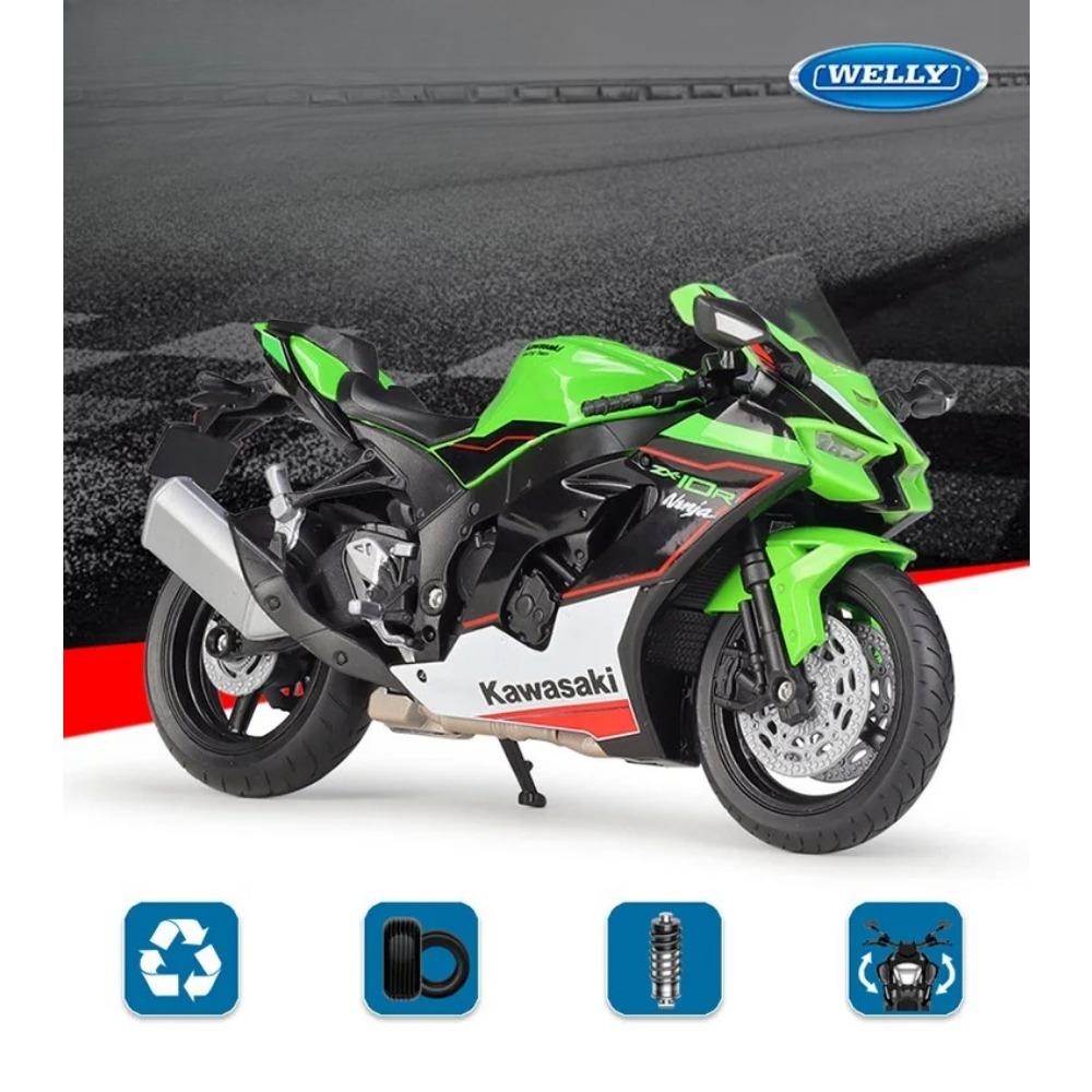 WELLY 1/12 Kawasaki Ninja ZX-10R Heavy Locomoti Alloy Motorcycle Model Metal Toy Cross-country Racing Motorcycle Model Kids Gift