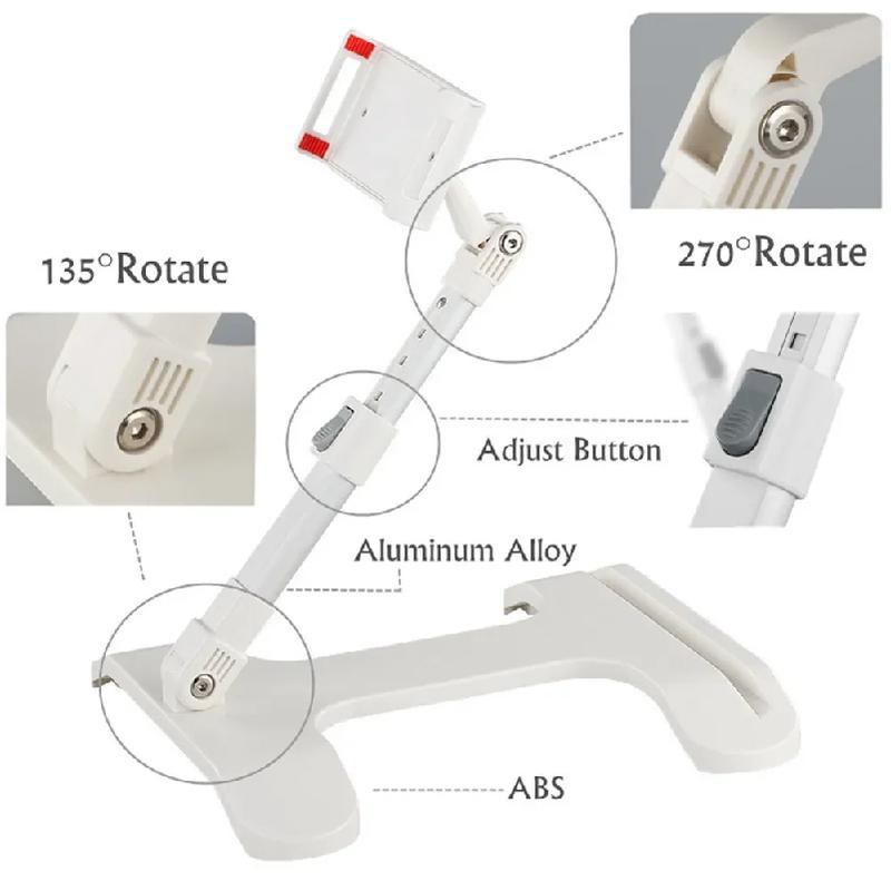 Bed Cell Phone Holder Adjustable Rotating Tablet Support for Desktop Travel Outdoor Car Universal 4.7 To 11 Inch Tab Mount Stand