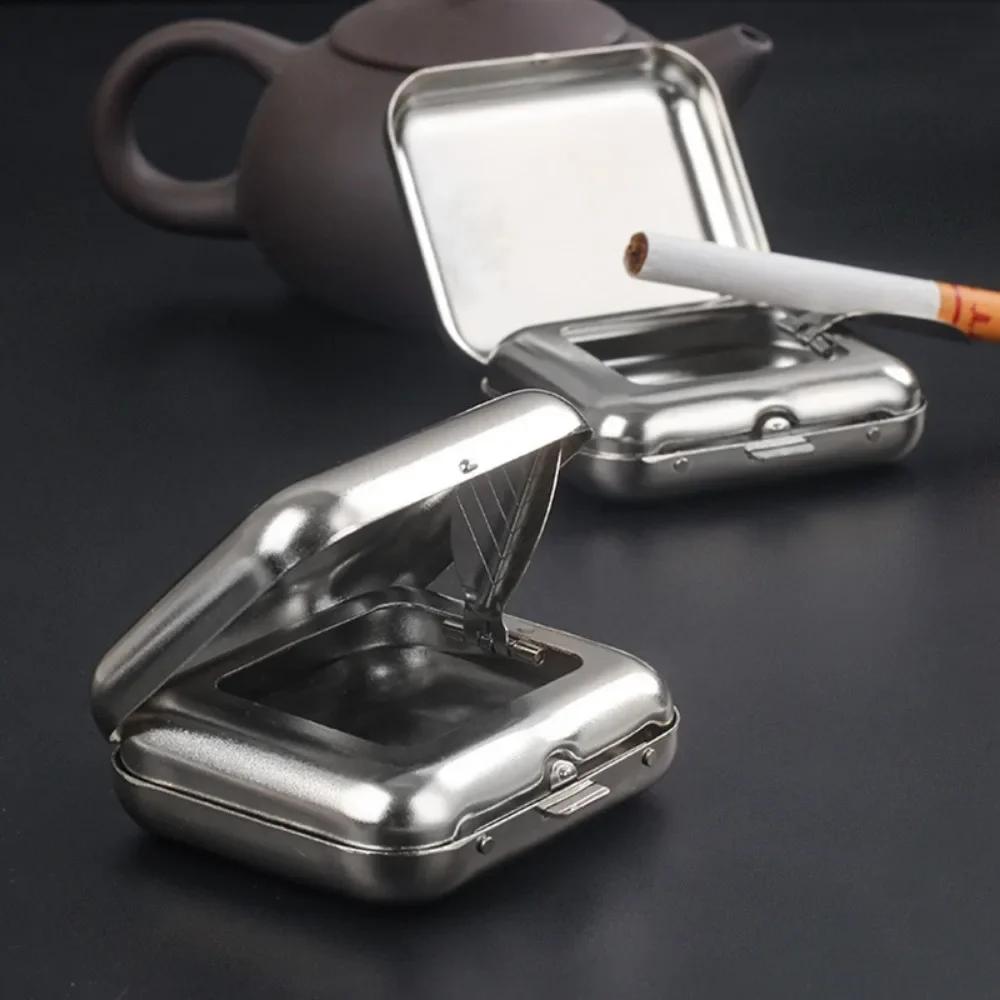 1PC Ashtray Outdoor Portable Pocket Ashtray Mini Metal Ashtray Portable Small Creative Car Smoking Accessories Ash Tray