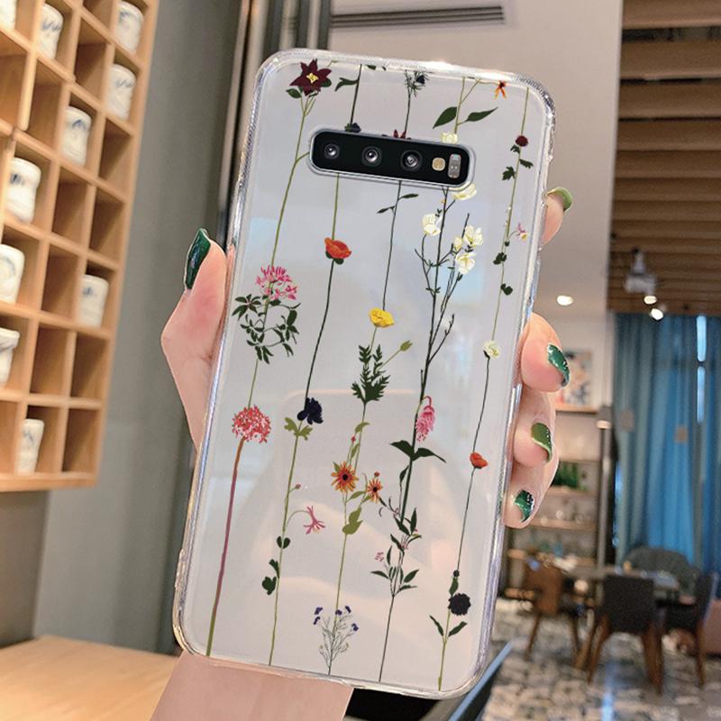 For Samsung Galaxy S9 Plus S9 S10 4G S10e S10 A10 A11 M11 A20 A30 M10A A20e A40 A21S Flowers Plants Clear Daisy Silicone Cover