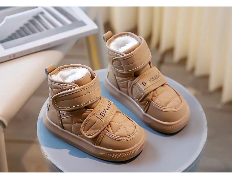 Jungen 2025 Winter Schneestiefel: Samtgefüttert, Verdicktes Lederfell, Baumwollschuhe für Mittel- bis Großkinder