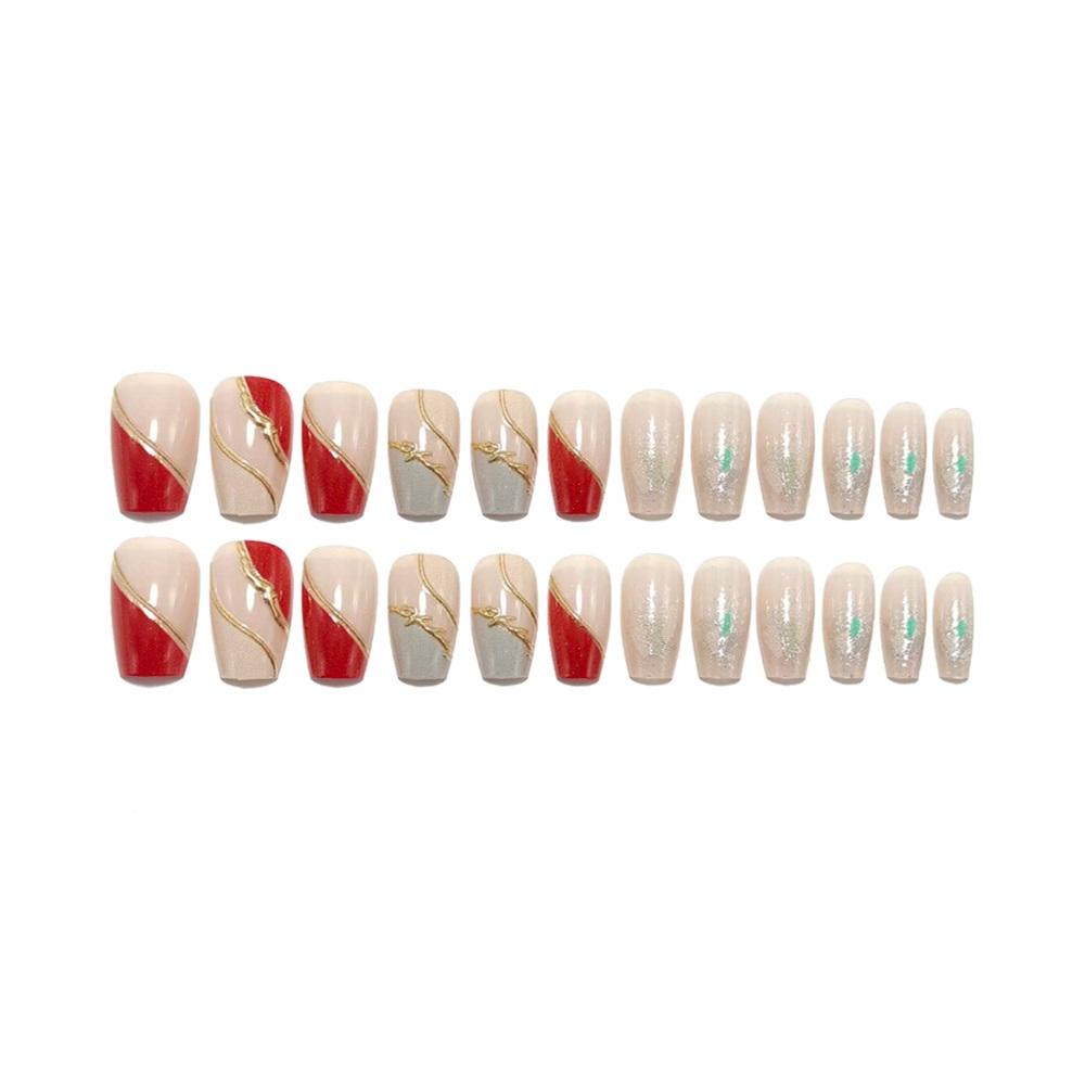 Wearable Nails Three-dimensional Gilded Nail Art Tablets 24 Removable Wearable Nails