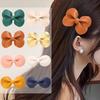 New Cute Leather Bow Duckbill Hair Clips - Simple, Fashionable Solid Color Hairpins for Bangs