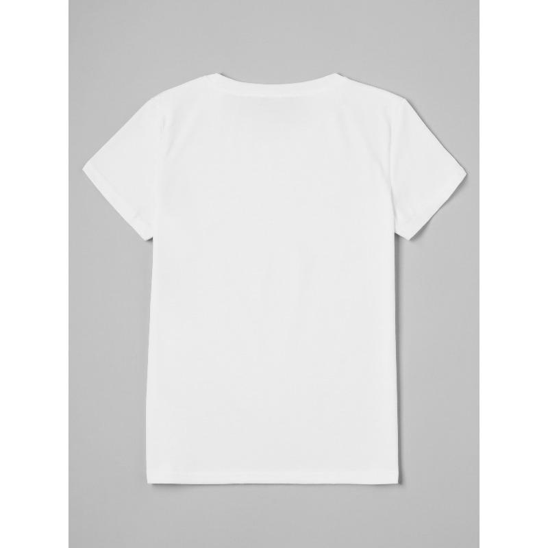 European Size 1pc Women'S Inspirational Polyester T-Shirt, Crew Neck Short Sleeve with Portrait Print