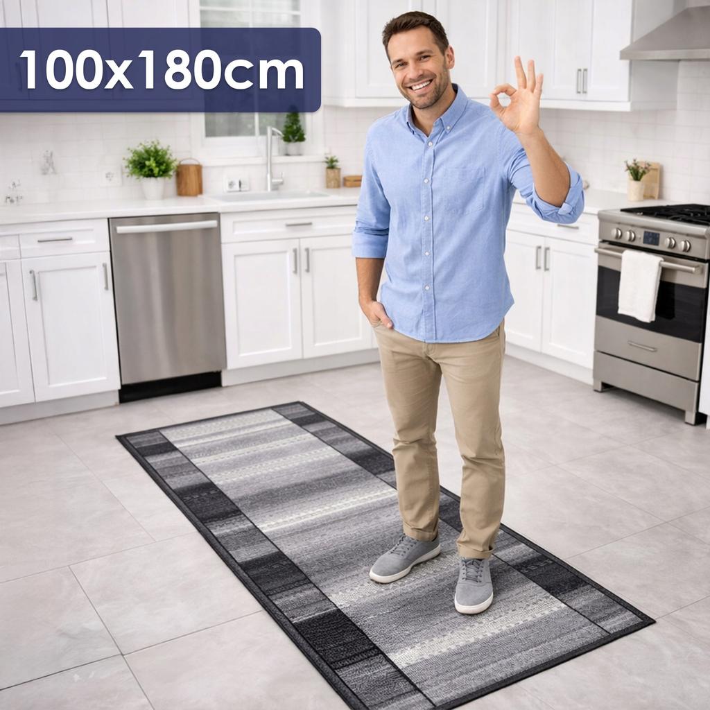 [5] IMPERIA GRAU 100x180cm Rutschfester Teppich D7520