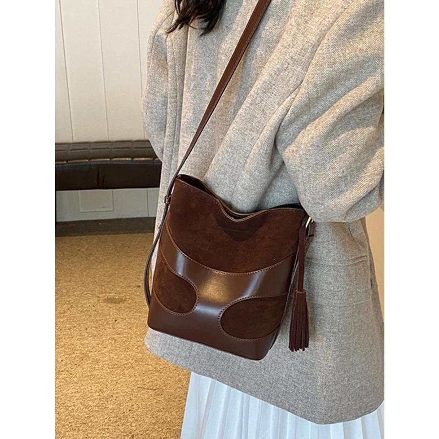 Autumn Brown Women Bucket Bags  New Casual Large Capacity Shoulder Bag Female Fashion Commuter Crossbody Bag