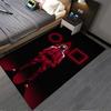 "Red Guard Illustration Carpet with Neon Shapes on Black Background" Suitable for use as an anti-slip for living room bedroom sofas