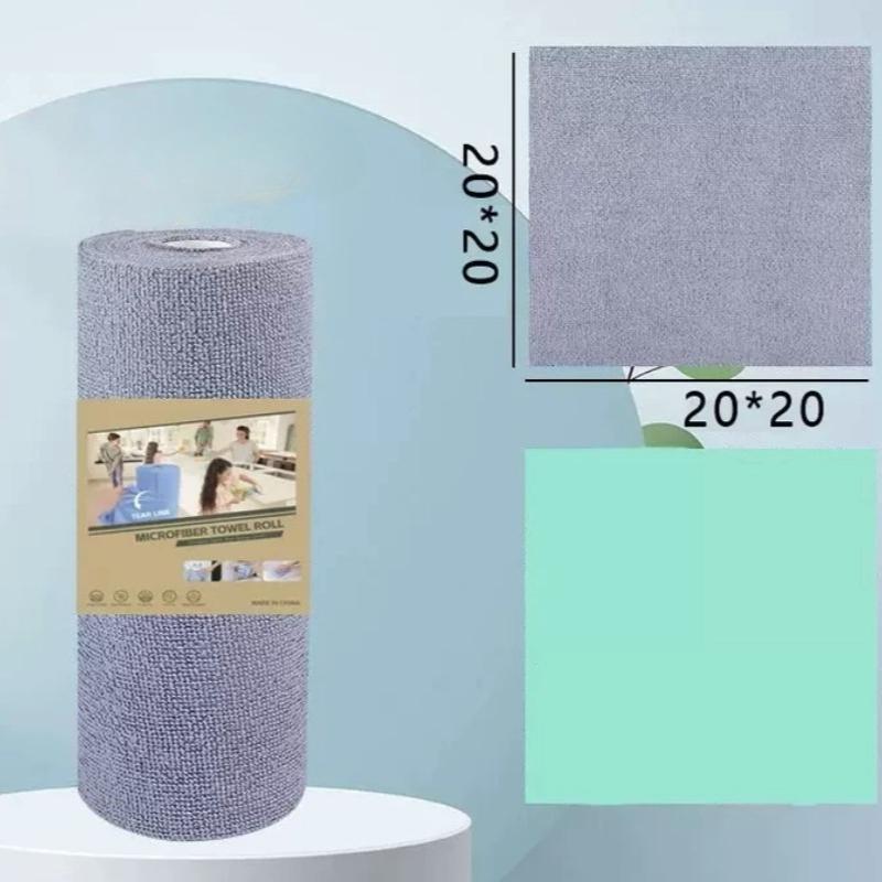 

Disposable Dish Rag Roll 20pcs Microfiber Towels 20x20CM Cleaning Cloths Reusable Washable Towels Hand Tear Kitchen Wipes 1roll серый