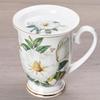 Light Luxury Ceramic Tea Mug 300ml - Fine Porcelain Bone China Coffee Mug with Gold Trim, Camelia Floral Vintage Tea Cups with Handle,1pc