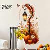 DIY Autumn Room Decor Pumpkin Street Lamp & Maple Leaves Wall Sticker, Waterproof PVC Fall Harvest Removable Leaf Art Decal, Decorative Peel And Stick