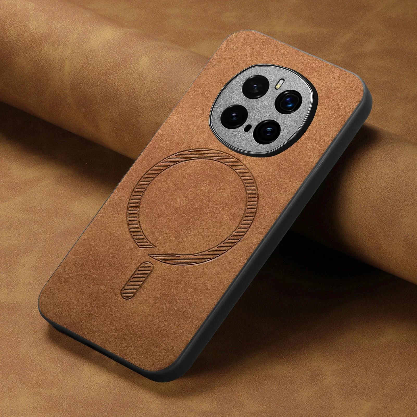 

Кожаный противоударный чехол Magsafe для Honor Magic 7 Pro Матовый магнитный защитный чехол для беспроводной зарядки для Honor Magic 7 Lite 7Pro Бампер Magic 7 Lite коричневый