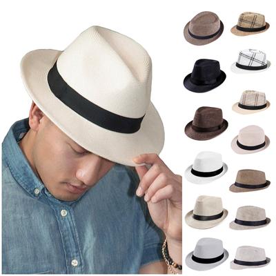 Klasik Panama Şapka Unisex Gangster Şapkası Plaj Güneş Şapkası Band Sunhat