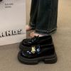 Black platform British style small leather shoes light luxury college style versatile one-pedal loafers Mary Jane