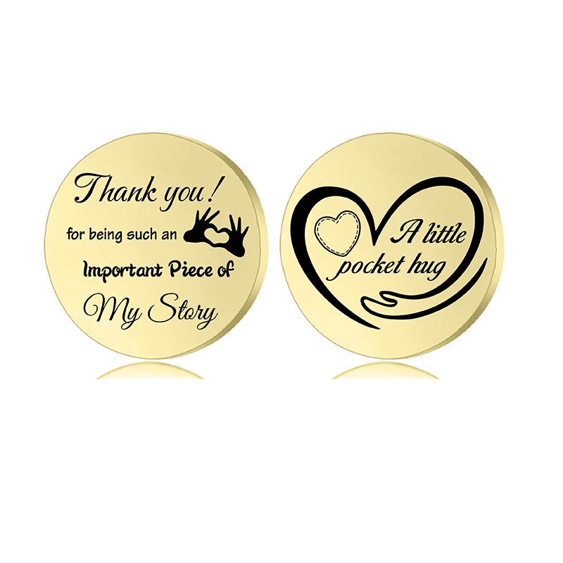 Lucky Charm Motivational Coin: Engravable Stainless Steel Couple & Family Gift Ornament.
